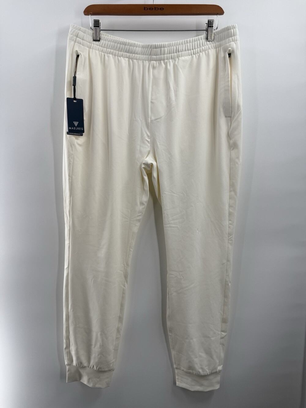 MAELREG Men's Joggers w/Zipper Pockets Athletic Sweatpants Golf Joggers Cream XL